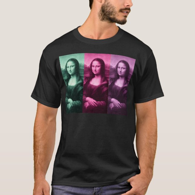 Mona Lisa grünes rosa Lila T-Shirt (Vorderseite)