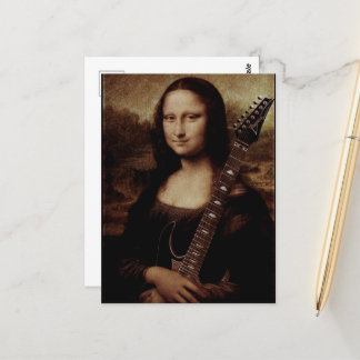 Mona Lisa hält eine Gitarre (Gitarrist) Liebe Postkarte