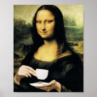 Mona Lisa hält eine Tasse Tee Leonardo da Vinci