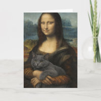 Mona Lisa hält elegante graue Katze