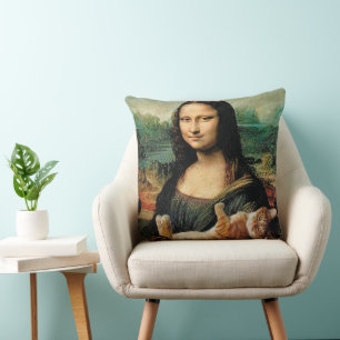 Mona Lisa hält ihre Katze Katzenliebhaber Kissen