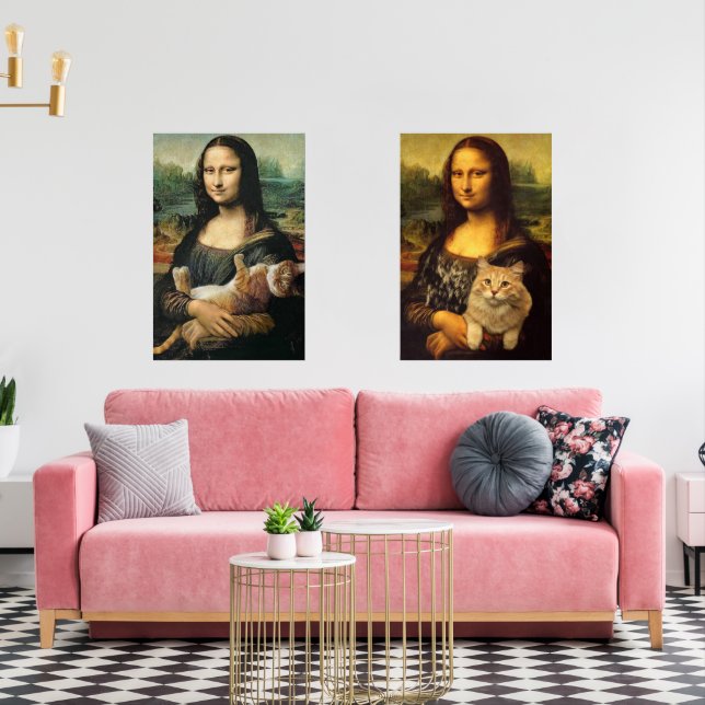 Mona Lisa hält ihre Katzen Bilderwand Sets (Wohnzimmer)