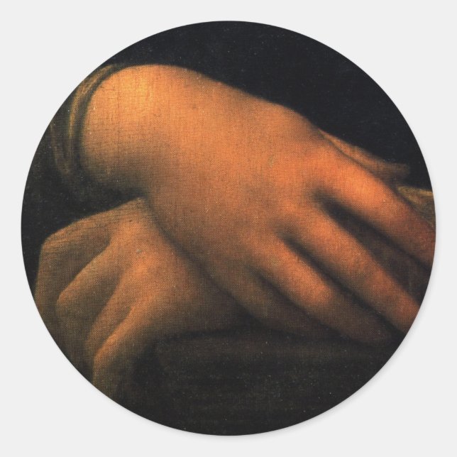 Mona Lisa - Hände Runder Aufkleber (Vorderseite)