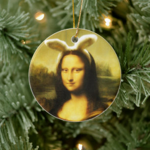 Mona Lisa Hasenohren Ostern Keramik Ornament