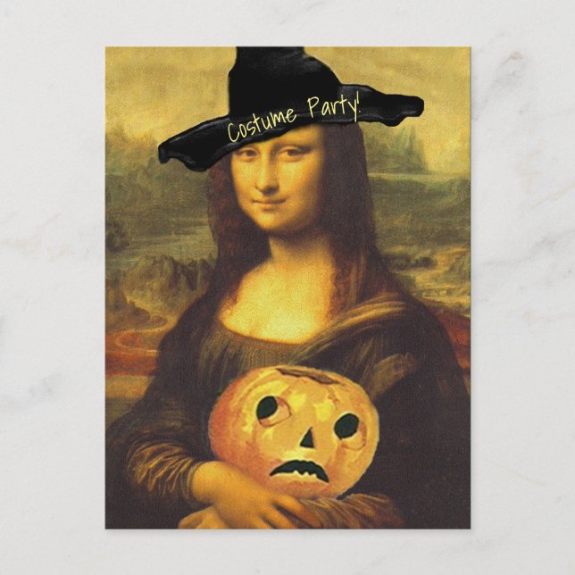 Mona Lisa Hexe Halloween Kostüm Party Einladen PC Postkarte (Vorderseite)