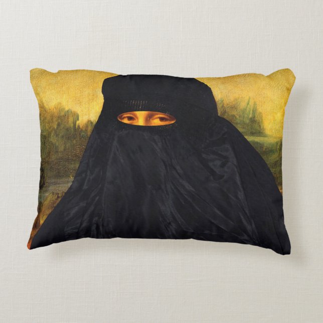 Mona Lisa Hidden Behind Burqa Dekokissen (Rückseite)