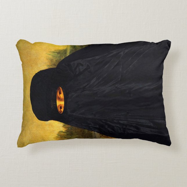 Mona Lisa Hidden Behind Burqa Dekokissen (Vorderseite)