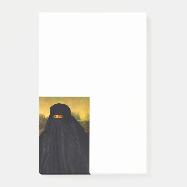 Mona Lisa Hidden Behind Burqa Post-it Klebezettel (Vorderseite)