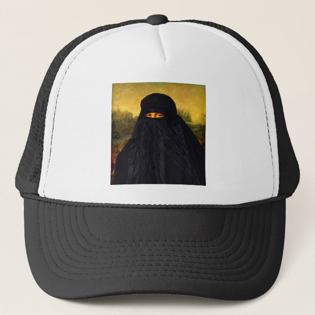 Mona Lisa Hidden Behind Burqa Truckerkappe (Vorderseite)