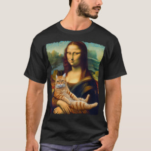 Mona Lisa Holding Cat Kitty Cats Lover Cat Vater M T-Shirt