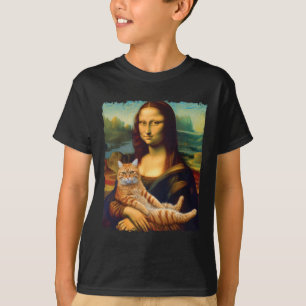 Mona Lisa Holding Cat Portrait Kunstmalerei T-Shirt