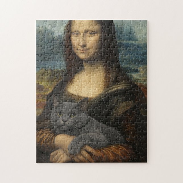Mona Lisa Holding Elegant Gray Cat                 (Vertikal)