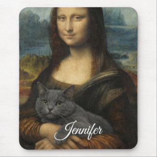 Mona Lisa Holding Elegant Gray Cat                 Mousepad