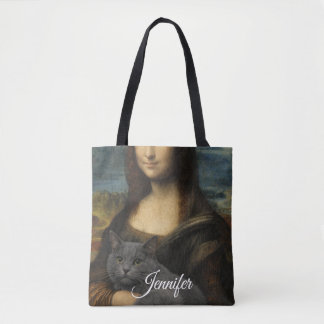 Mona Lisa Holding Elegant Gray Cat                 Tasche