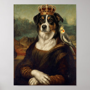 Mona Lisa Hund mit Nymphensittich Fine Art Poster