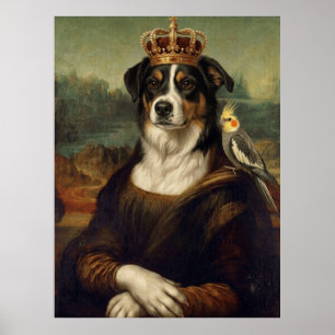 Mona Lisa Hund mit Nymphensittich-Kakadu-Fine-Art- Poster