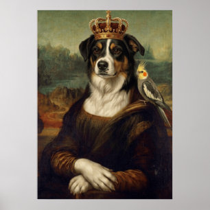 Mona Lisa Hund mit Nymphensittich-Kakadu-Fine-Art- Poster