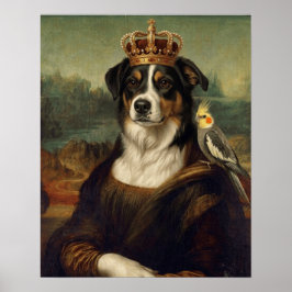 Mona Lisa Hund mit Nymphensittich-Kakadu-Fine-Art- Poster