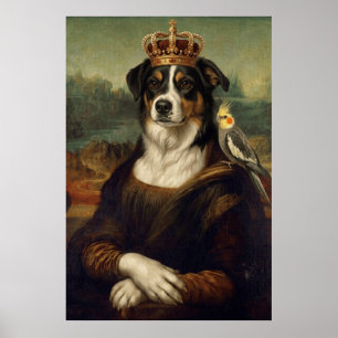 Mona Lisa Hund mit Nymphensittich-Kakadu-Fine-Art- Poster
