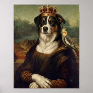 Mona Lisa Hund mit Nymphensittich-Kakadu-Fine-Art- Poster