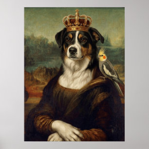 Mona Lisa Hund mit Nymphensittich-Kunstposter Poster