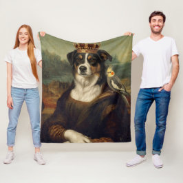 Mona Lisa Hund mit Nymphensittich-Plüschdecke Fleecedecke
