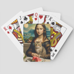 Mona Lisa & ihre Katze - Monogramm Spielkarten