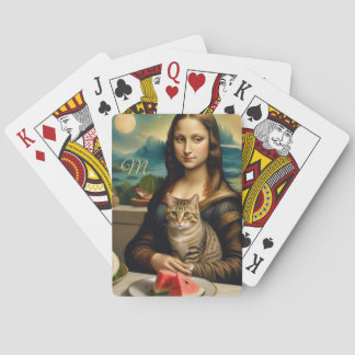 Mona Lisa & ihre Katze  -  Monogramm  Spielkarten