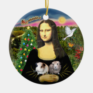 Mona Lisa & ihre zwei Meerschweinchen Keramik Ornament