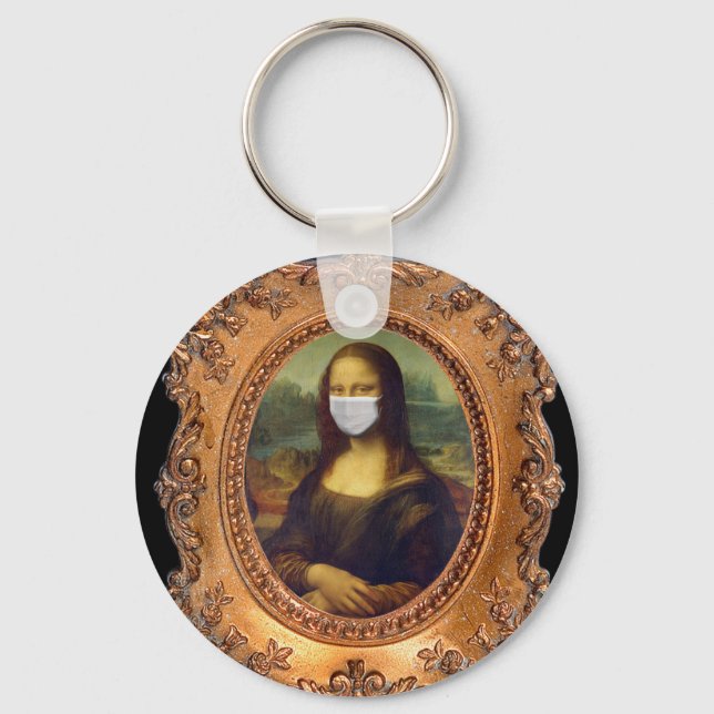 Mona lisa in einer chirurgischen Maske Leonardo da Schlüsselanhänger (Vorderseite)