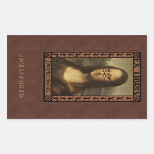 Mona Lisa in Reading Glasses (Personalisiert) Rechteckiger Aufkleber