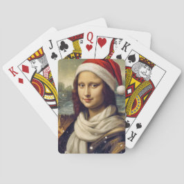 Mona Lisa  in Santa  hat - festive vibes Spielkarten