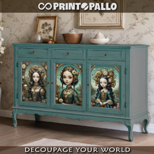 Mona Lisa in Steampunk-Puppen-Version Geschenkpapier Set