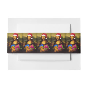 Mona Lisa kommt als Weihnachtsmann Einladungsbanderole