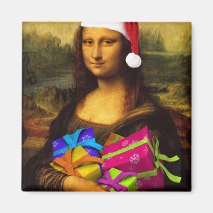 Mona Lisa kommt als Weihnachtsmann Magnet