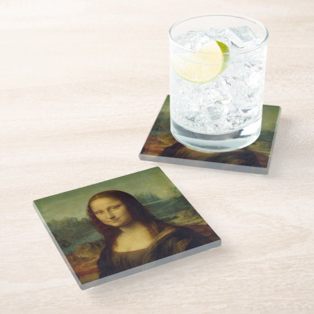 Mona Lisa | Leonardo da Vinci Glasuntersetzer (Schrägansicht)