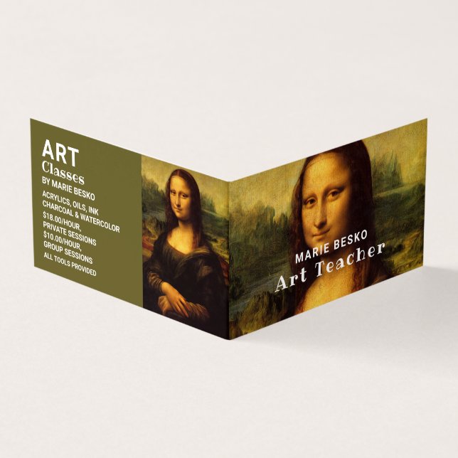 Mona Lisa, Leonardo Da Vinci, Kunstlehrer im Detai Visitenkarten (Vorderseite)