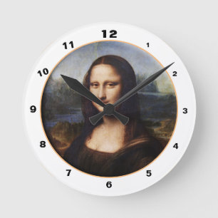 Mona Lisa & Leonardo da Vinci /vintage Italy Runde Wanduhr