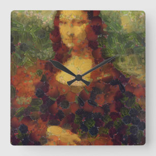 Mona Lisa Lettuce Vegane Kunstparadies Quadratische Wanduhr