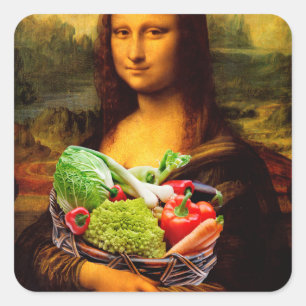 Mona Lisa Lieben Gemüse Quadratischer Aufkleber