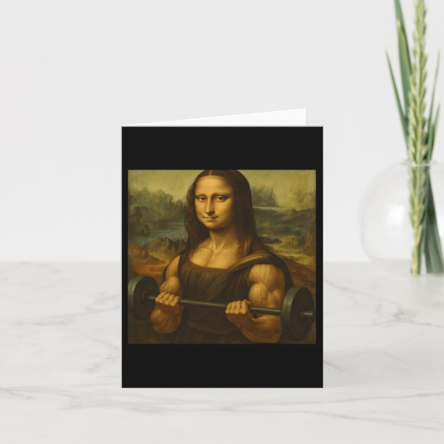 Mona Lisa Lifting Weights Strong Art gewinnt Bodyb Karte (Vorderseite)