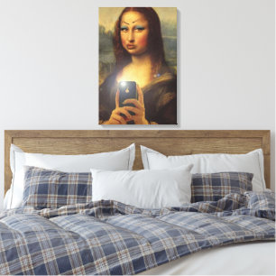 Mona Lisa macht mit Make-up Da Vinci ein lustiges  Leinwanddruck