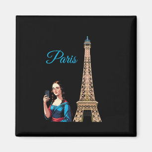 MONA LISA MACHT SELFIE SURREAL PARIS MAGNET