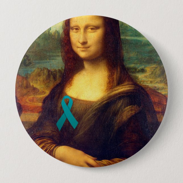Mona Lisa mit Aquamarinem Band Button (Vorderseite)