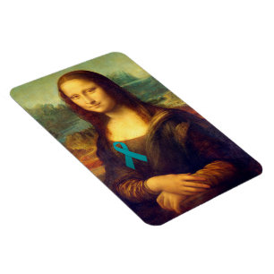 Mona Lisa mit Aquamarinem Band Magnet