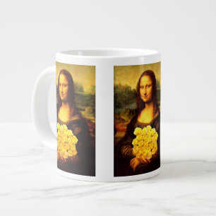 Mona Lisa mit Bouquet aus gelben Rosen Jumbo-Tasse