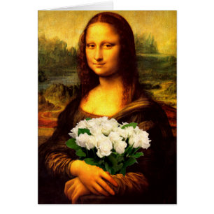 Mona Lisa mit Bouquet aus weißen Rosen