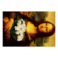 Mona Lisa mit Bouquet aus weißen Rosen