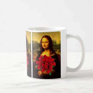 Mona Lisa mit Bouquet von Rote Rosen Kaffeetasse