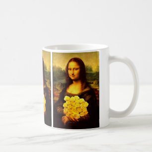 Mona Lisa mit einem Strauß gelber Rosen Kaffeetasse